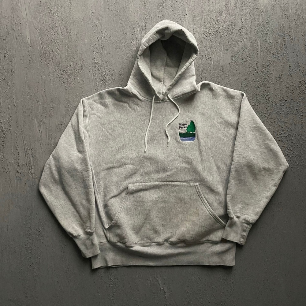 Vintage Metro Parks Crossgrain Hoodie Mens XL Grey 90s Lee